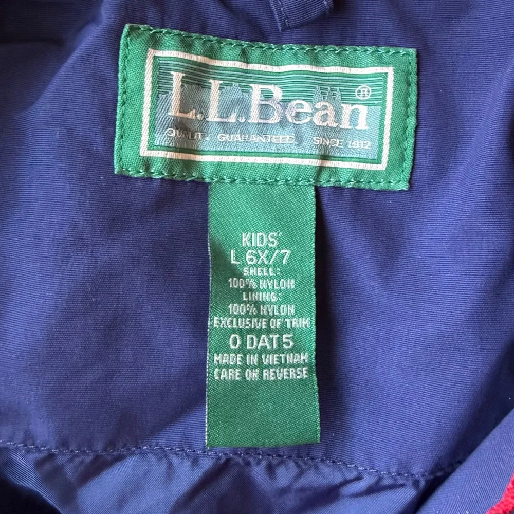 LL‎ Bean Kids 6X/7 Navy Red Colorblock 3-in-1 System Jacket Shell Hooded 0DAT5